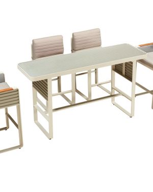 Higold Airport 194×60 Bar Table With 4 Bar Stools & 2x Bar Chairs With Arms