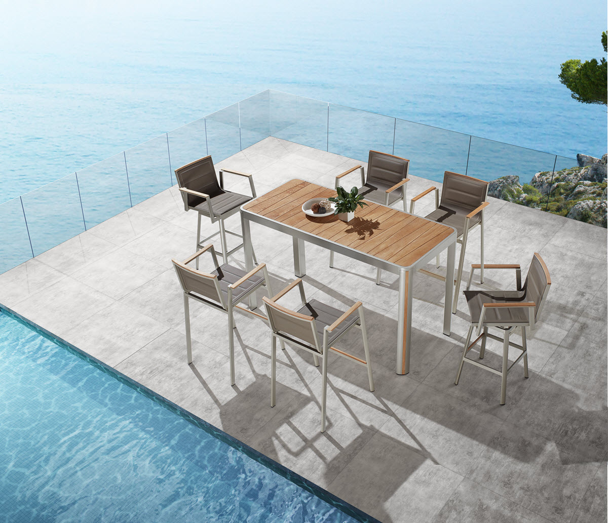 Higold Geneva 180x80cm Bar Table, 4x Bar Chair & 2x Swivel Bar Chairs