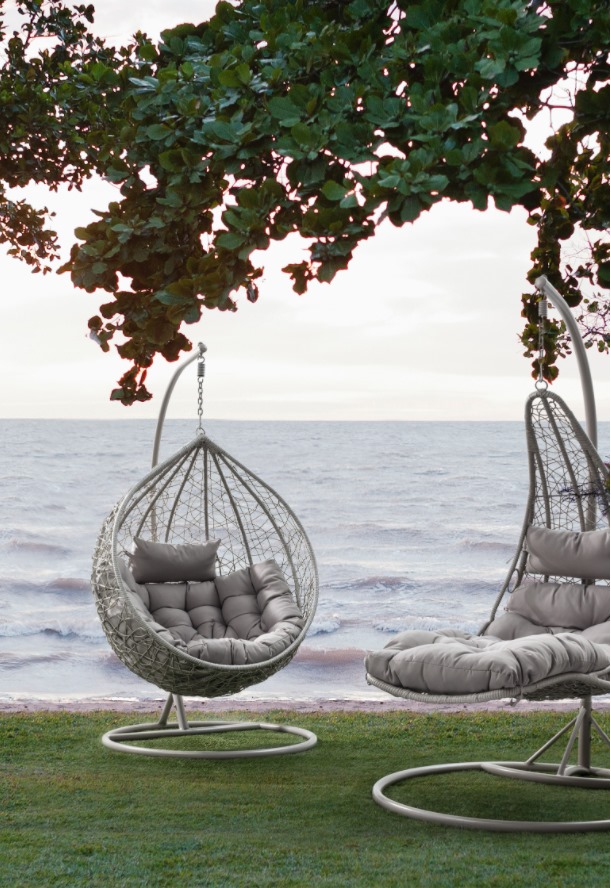 This elegant Amirantes hanging chair is the perfect place to relax in comfort while reading a book.  www.FavellsHomeAndL... » Outdoor Furniture Fuengirola, Costa Del Sol, Spain