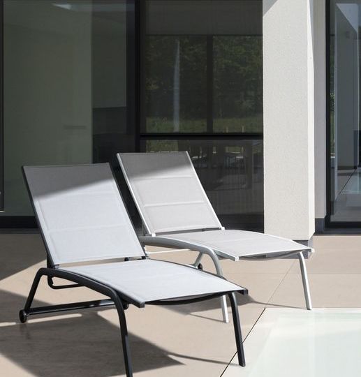 Cleopas sun lounger available with a white or anthracite frame.
