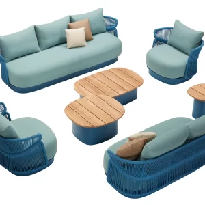 AIO Blue Triple & Double Sofa Set
