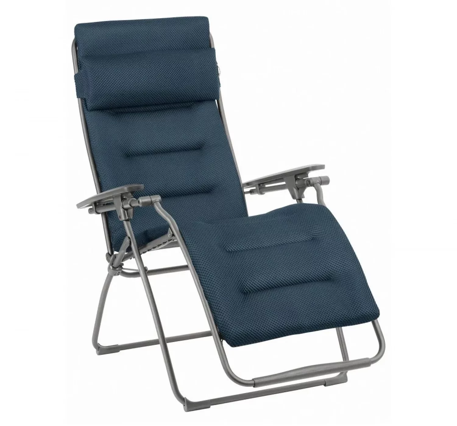 fauteuil-pliant-matelasse-zero-gravite-xl-futura-bleu-bleu-encre-tube-titane-lfm3130-8900-1